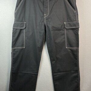 True Religion Cargo Pants Mens Size 34‎ x 32 Jet Black White Stitch 108335 NWT